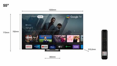 TCL C74 Series 55C749 tv 139,7 cm (55") 4K Ultra HD Smart TV Wifi Zwart 1000 cd/m²